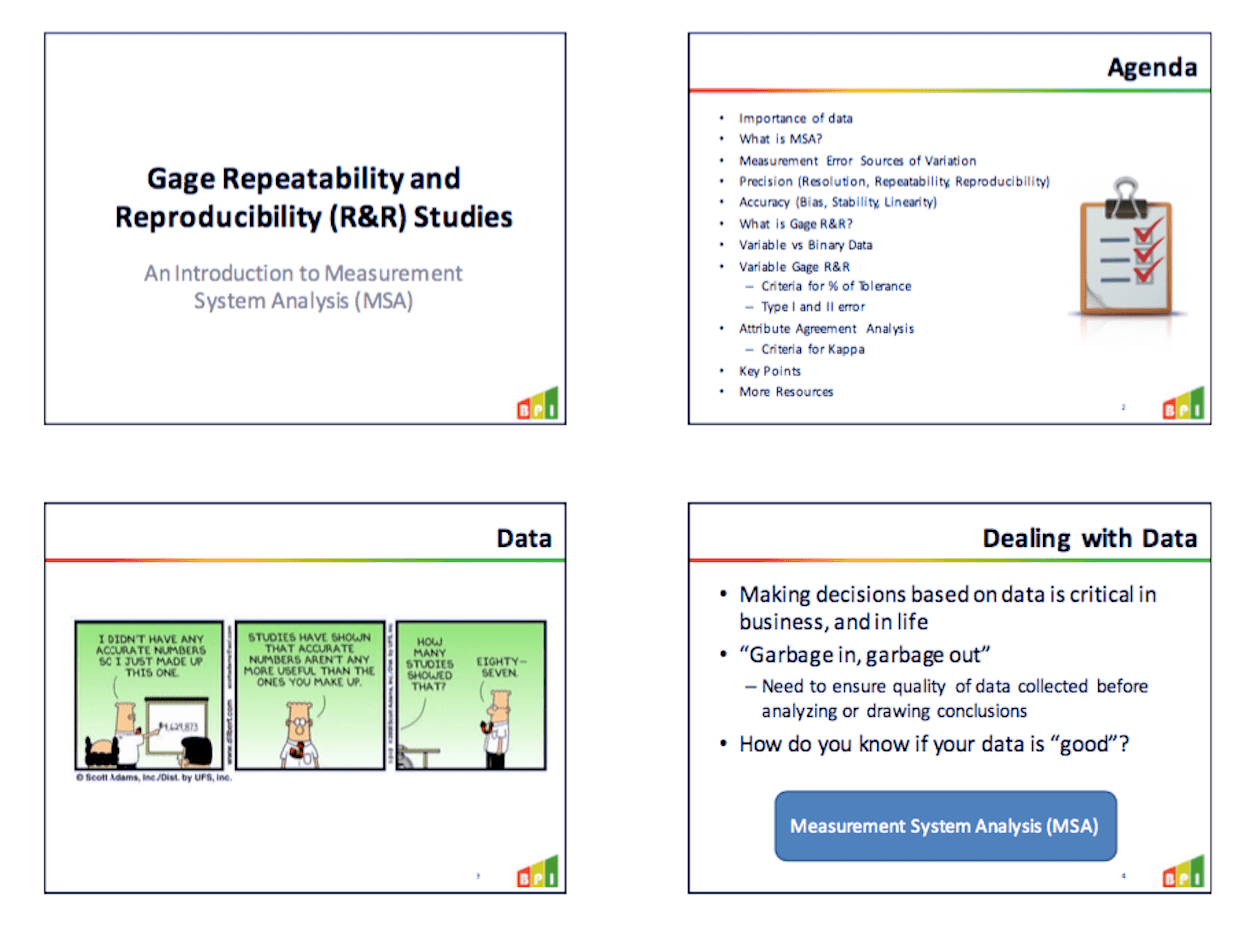 Gage Repeatability and Reproducibility (R&R) Training Slides