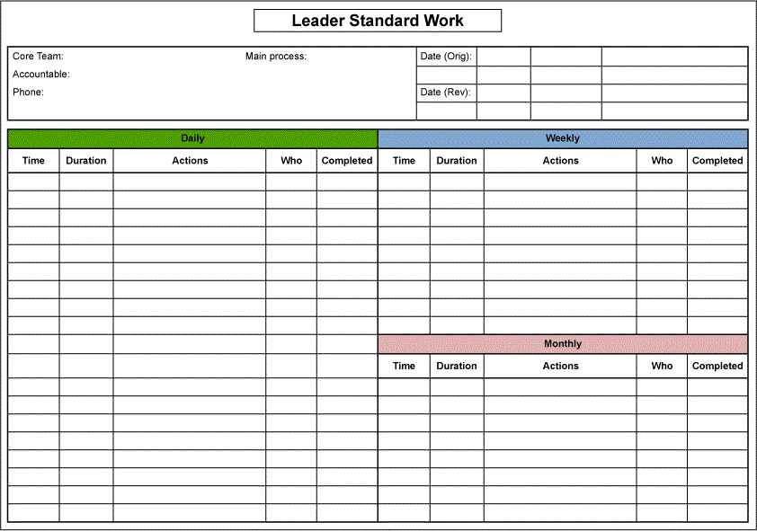 Standard Work For Leaders Template