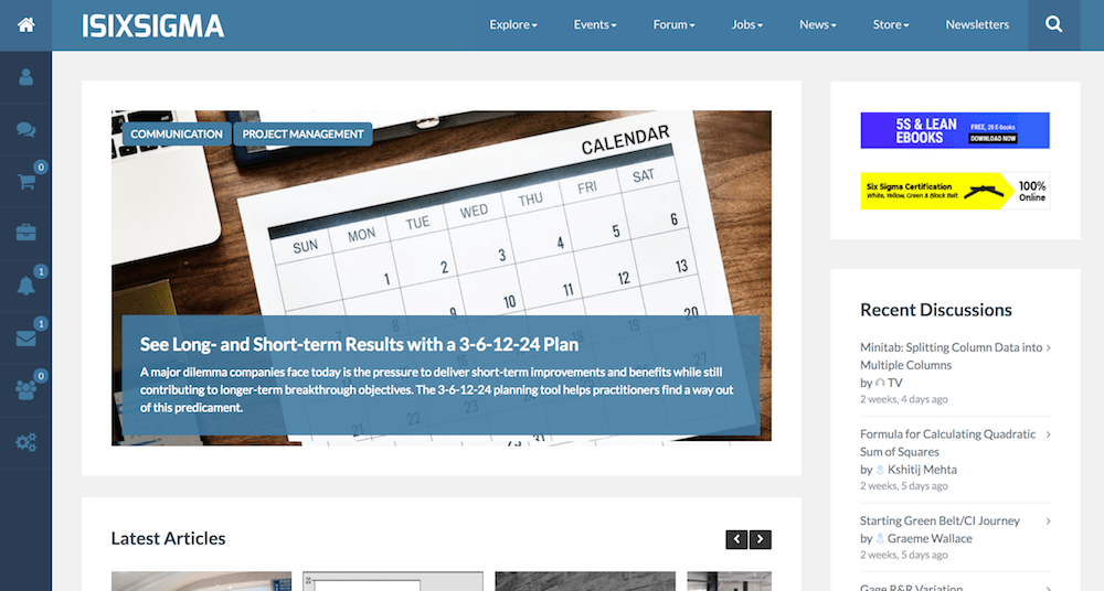 iSixSigma Version 5 Homepage Screenshot