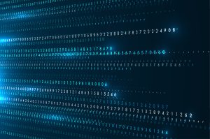 Big data transfer concepts in internet. Abstract virtual stream. Flowing digital code. Storage cloud structure. Graphic concept for your design.