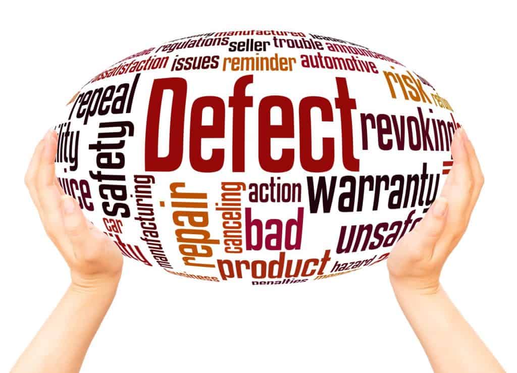 Defect word cloud hand sphere concept on white background.